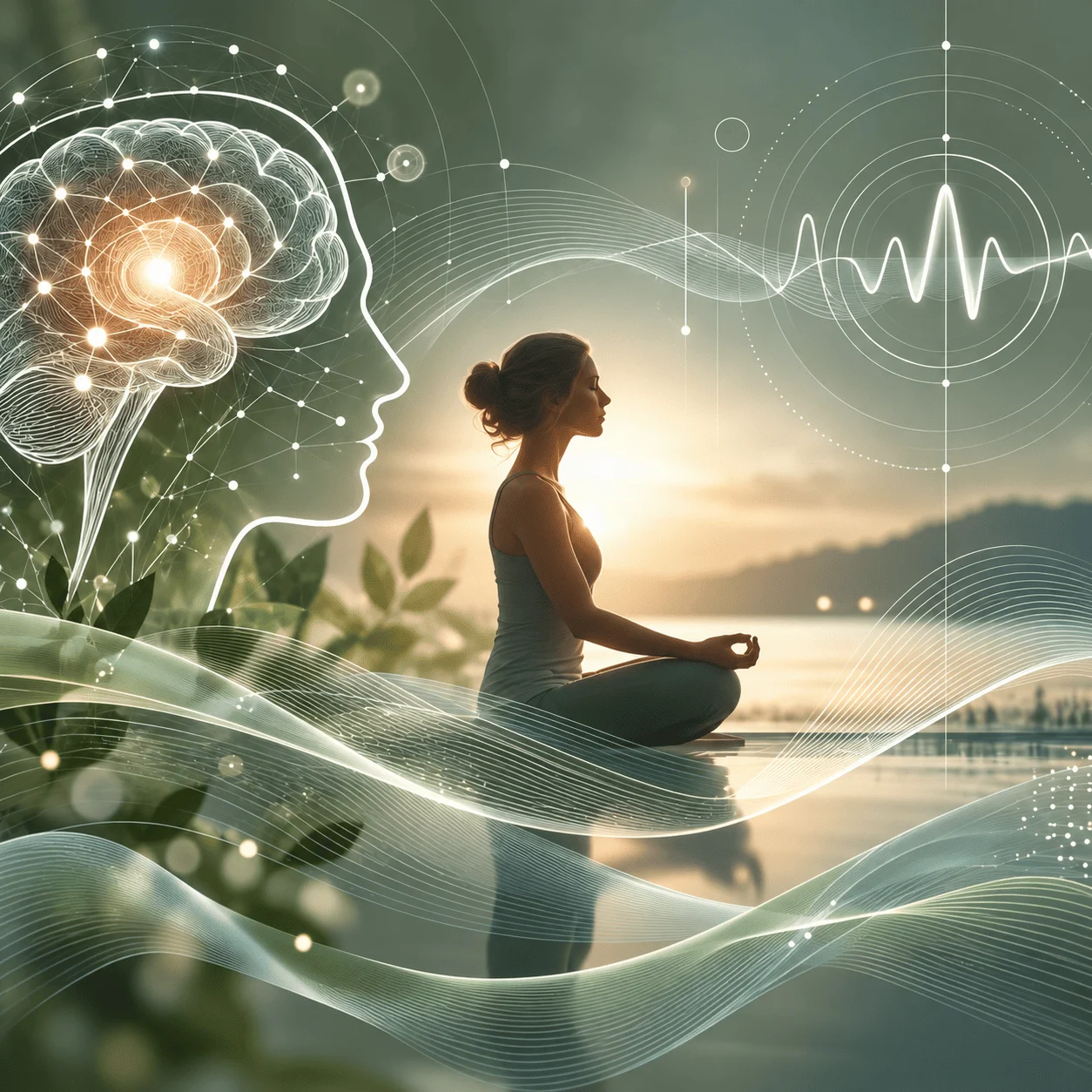 Biofeedback bild med en kvinna som mediterar.