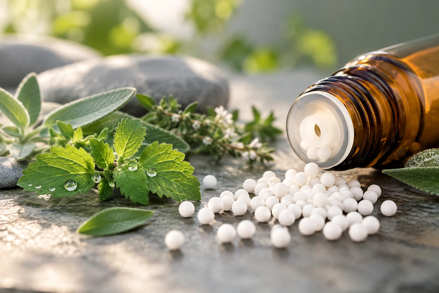 Homeopatibild - liggande flaska